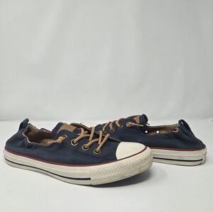 Converse Youth Navy Canvas Sneakers with Tan Laces